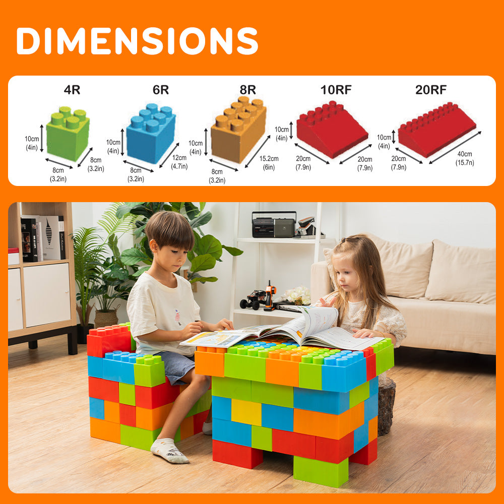 Massbricks Jumbo Plastic Building Blocks 86 Pieces