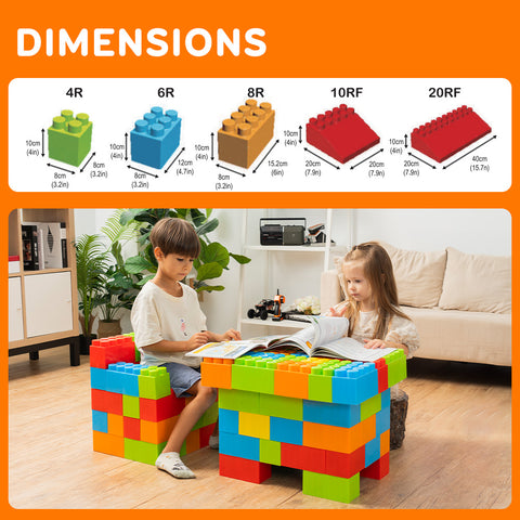 Image of Massbricks Jumbo Plastic Building Blocks 86 Pieces
