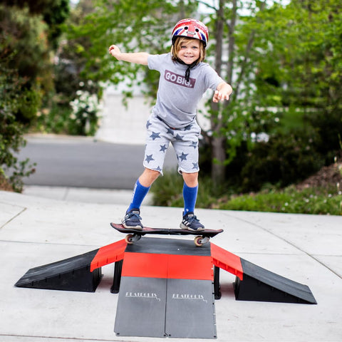 Image of Platports Skateboard Ramp Set for Kids Ages 6-12, BMX Bike Ramp, Scooter Ramp & RC Car Ramp, 20+ Modular Configurations, Backyard Skate Park with Tabletop Jump and Launch Ramps