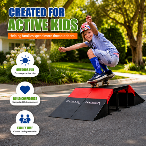 Image of Platports Skateboard Ramp Set for Kids Ages 6-12, BMX Bike Ramp, Scooter Ramp & RC Car Ramp, 20+ Modular Configurations, Backyard Skate Park with Tabletop Jump and Launch Ramps