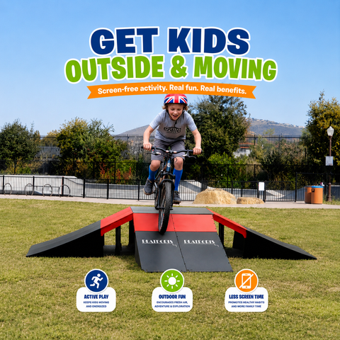 Image of Platports Skateboard Ramp Set for Kids Ages 6-12, BMX Bike Ramp, Scooter Ramp & RC Car Ramp, 20+ Modular Configurations, Backyard Skate Park with Tabletop Jump and Launch Ramps