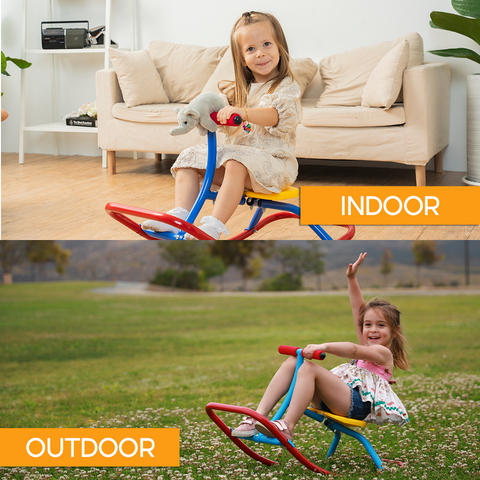 Image of PLATPORTS Kids Indoor Single Rocking Seesaw, Safety-Stable Wide Base Rocker for Ages 3 4 5 6