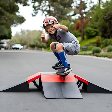 Image of Platports Skateboard Ramp Set for Kids Ages 6-12, BMX Bike Ramp, Scooter Ramp & RC Car Ramp, 20+ Modular Configurations, Backyard Skate Park with Tabletop Jump and Launch Ramps