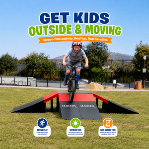 Platports Skateboard Ramp Set for Kids Ages 6-12, BMX Bike Ramp, Scooter Ramp & RC Car Ramp, 22+ Modular Configurations
