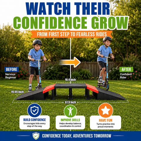 Image of Platports Skateboard Ramp Set for Kids Ages 6-12, BMX Bike Ramp, Scooter Ramp & RC Car Ramp, 20+ Modular Configurations, Backyard Skate Park with Tabletop Jump and Launch Ramps